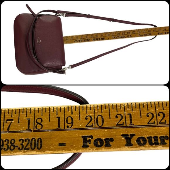 Kate Spade Jackson Shoulder Bag & Wallet Medium Flap Pebbled Leather Cherrywood - Picture 14 of 16